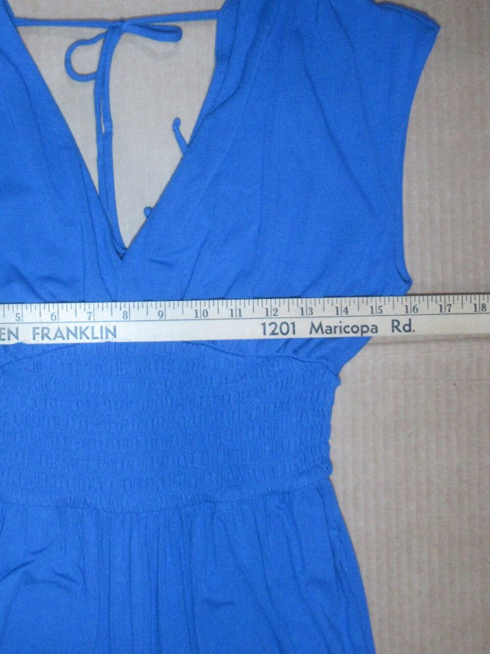 Old Navy Blue Sleeveless V-Neck Smocked Waist Jumpsuit | XS - Picture 7 of 15